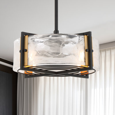 Hayward 4-Light Fan D'Lier in Matte Black with Warm Brass Accents