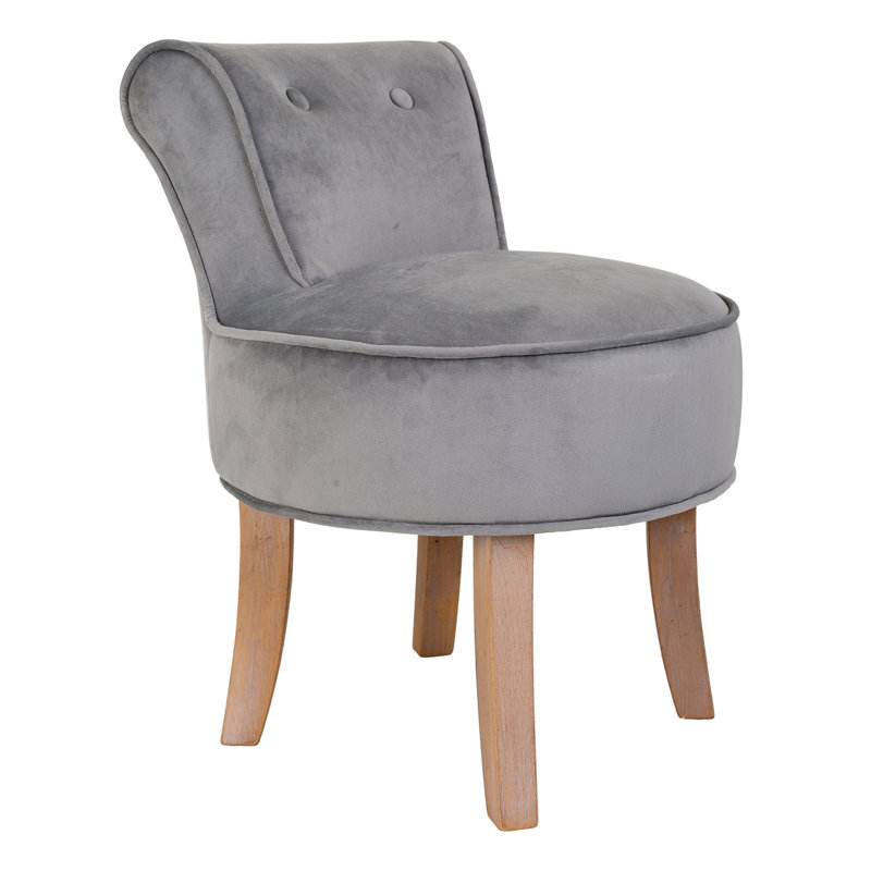 Felstead 45cm Wide Velvet Tufted Round Solid Colour Cocktail Ottoman, Grey