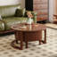 Table basse gigogne ronde vintage avec tiroir en noyer de 31,5 po