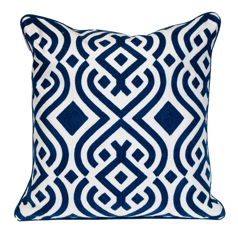 Parkland Collection Transitional Geometric Blue 20" x 20" Pillow, Blue