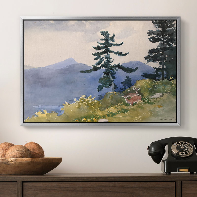 North Woods Club, Adirondacks, 1892 - Toile tendue avec châssis Winslow Homer, 16 x 24, Argent