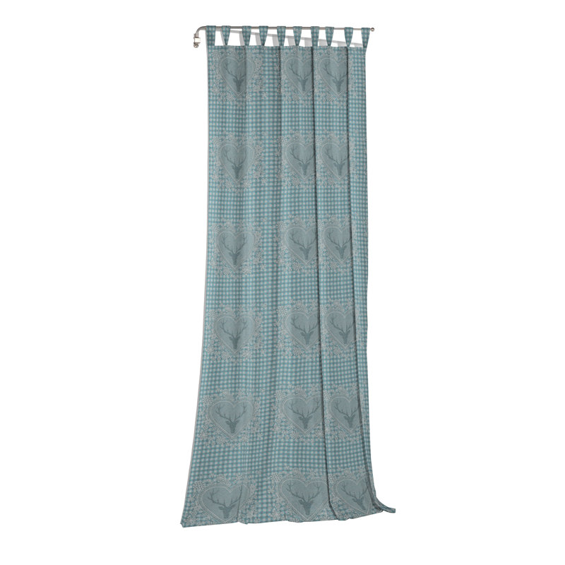 Devos Room Tab Top Curtain Single Panel, Opaque, 132cm Width x 225cm Drop, Blue/Gray