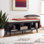 Banc de rangement en bois avec tablettes