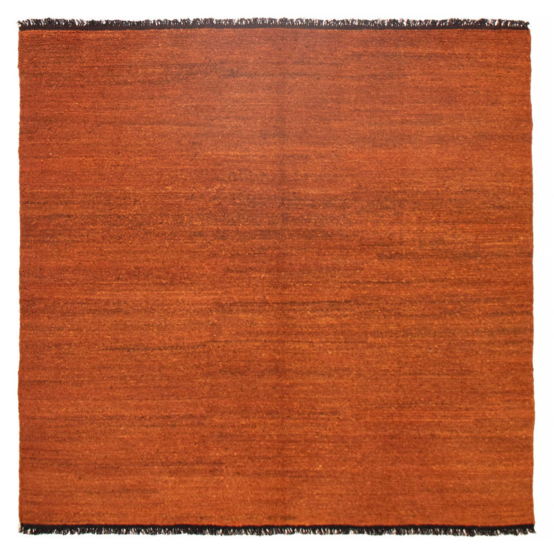 Laine orange brûlée à la main kilim naturelle 6 pi 6 po x 6 pi 4 po