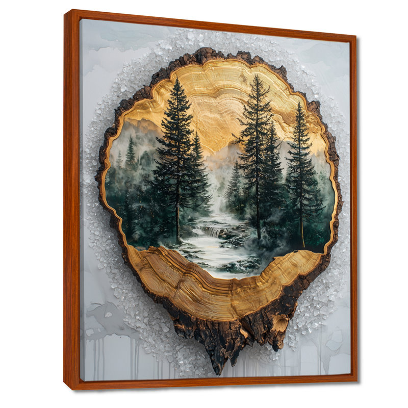 Gerrett - Paysages, art mural, salon, H 20 po x l 12 po, Reproduction avec cadre flottant, Brun