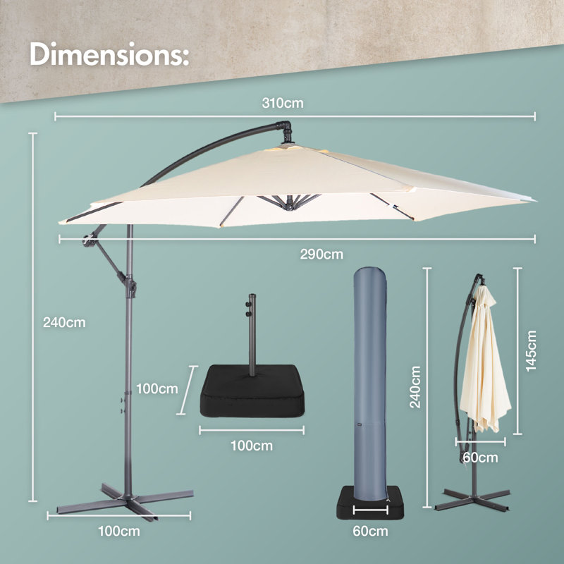 310cm Cantilever Parasol, Ivory