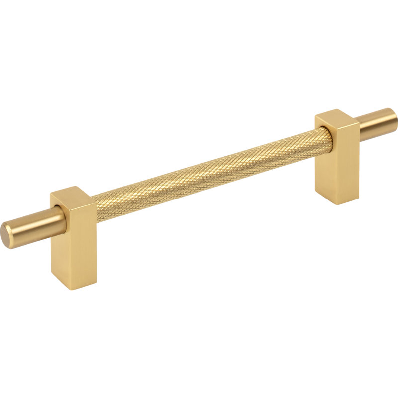 Larkin 3 Knurled Center Bar Pull, Brushed Gold, 3 3/4"