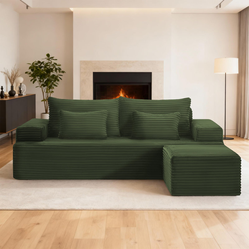83.5'' Wide Comfy Cloud Couch Boneless Sectional Modern Sofa in a Box,Loveseat Sofa With Ottoman Sectional Couches for Living Room, Bedroom, Office, No Assembly Required