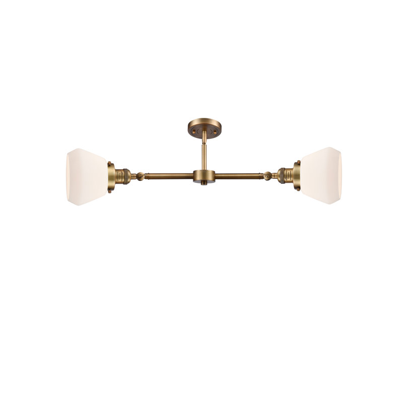 Chill 2 - Light Kitchen Island Pendant, Matte White Cased, 6 Watt Vinage LED Bulb, Brushed Brass