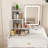 Vanity Desk with Mirror and Lights, Makeup Vanity Table with Charging Station & Hair Dryer Holder, Small Dressing Table with 2 Drawers, 5 Cabinets and Storage Stool, 3-Color Dimmable LED Mirror, White-112857108