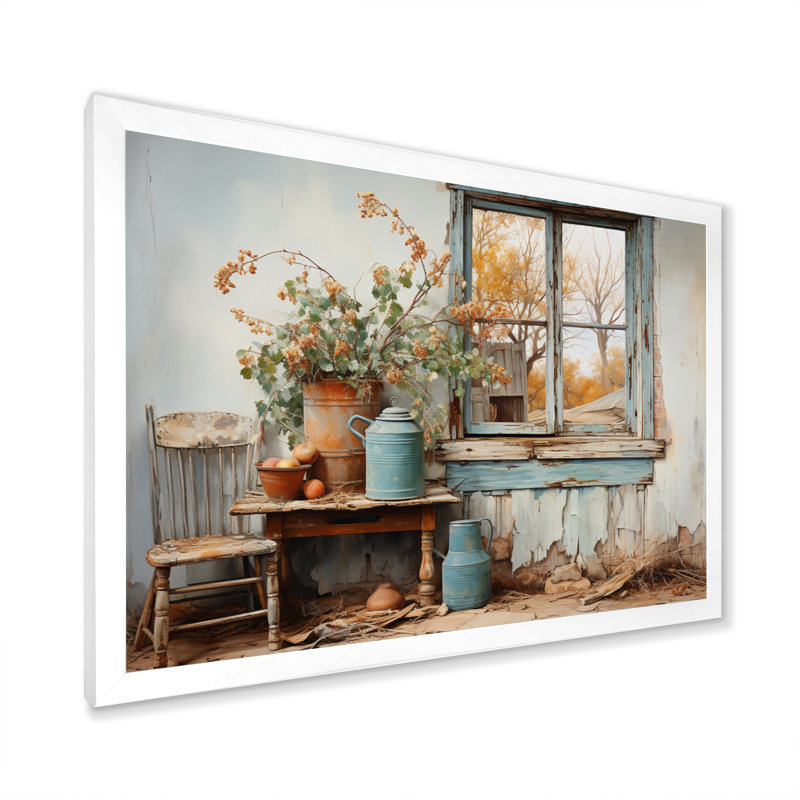 Marynn " Minimalism Farm Poteries III ", Cadre simple blanc, H 34 po x l 44 po x P 1,5 po