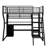 Full Size Metal Gaming Loft Bed With Built-In Work Station, Open Wardrobe, LED And Multiple Storage