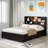 Wood Platform Bed With Bookcase Headboard-1261763875-1261763903