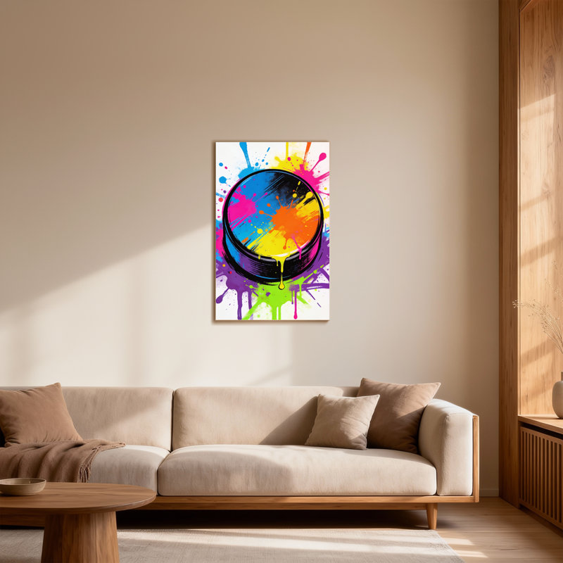 Abstrait peinture colorée sur la surface du tambour, H 18 po x l 12 po