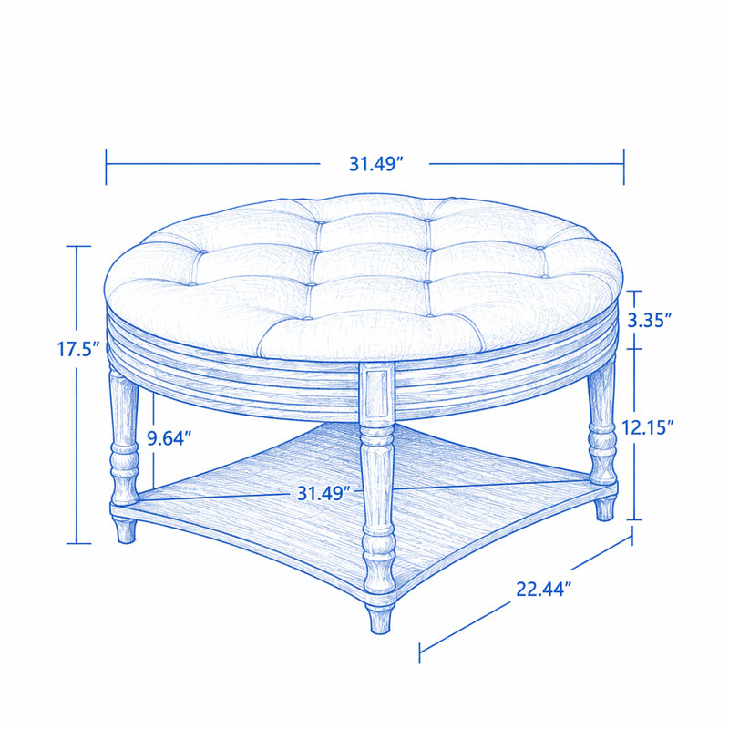 Repose-pieds de table basse rembourré Farmhouse, Beige