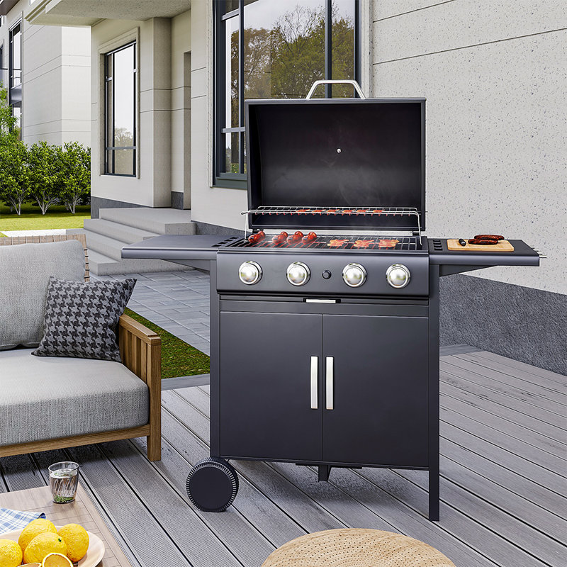 Clementine Belfry Kitchen 4 - Burner Countertop Liquid Propane 30000 BTU BTU Gas Grill with Cabinet