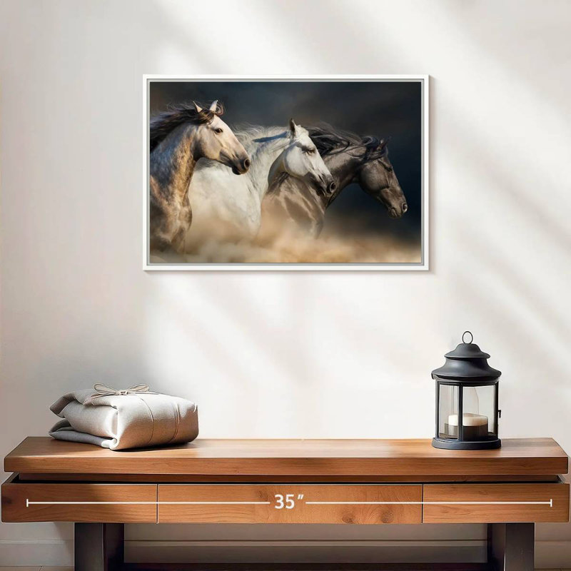 Chevaux magnifiques, Cadre flottant blanc, 19 po x 13 po