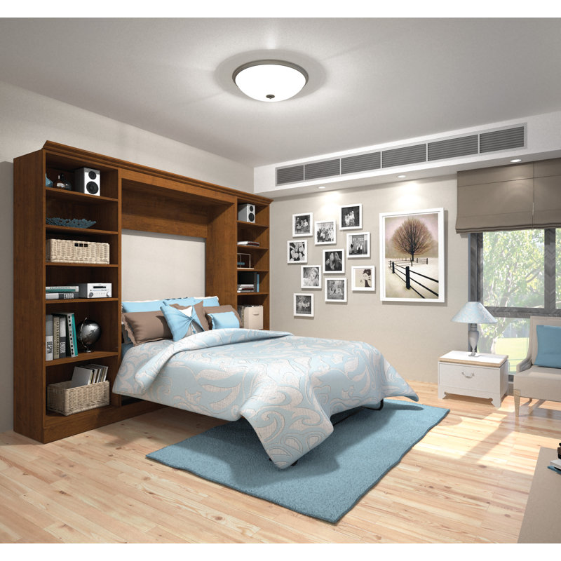 Lit plateforme escamotable avec rangement Alvaretta, Blanc, Grand