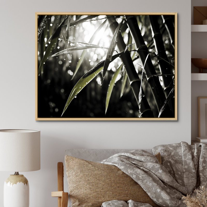 Décoration murale photo en bambou noir et blanc_106575, H 24 po x l 32 po x P 1 po, Cadre naturel flottant