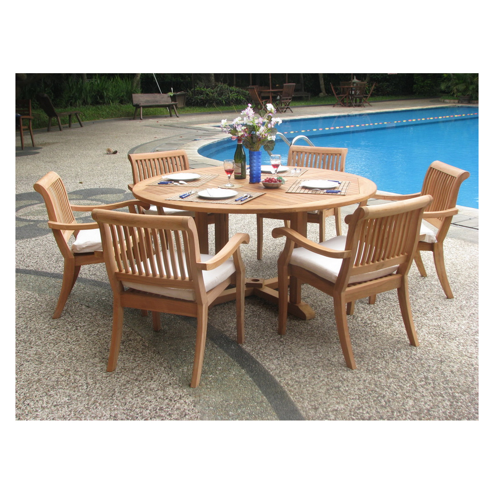 Masten Round 6 - Person Outdoor Dining Set, 60" L x 60" W x 31" H, 6