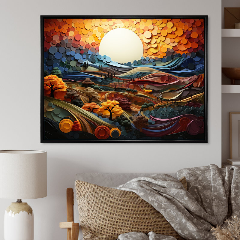 «Countryside Fusion Unveilé I» sur toile, Cadre flottant noir, H 12 po x l 20 po x P 1 po