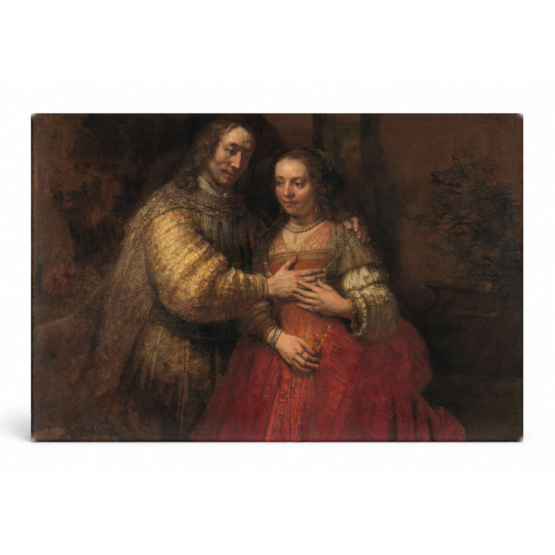 La mariée juive (c. 1665) - Art mural sur toile paysage, 14" W x 11" H