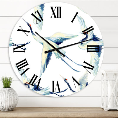 Asian Crane Bird - Horloge murale traditionnelle
