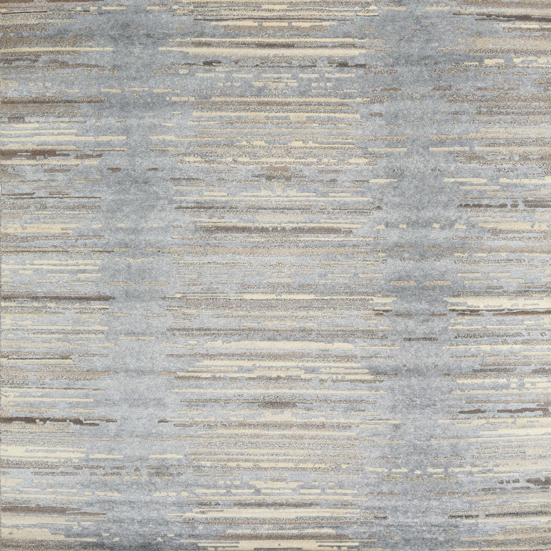 Tapis contemporain gris / beige, Carré 6 pi