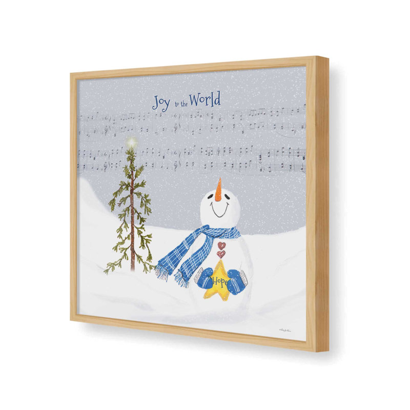 Joy to the World Snowman by Robin-Lee Vieira Art Print, 30 W x 30 H, Maple, Framed Print