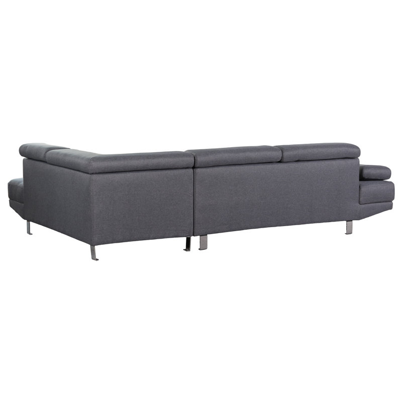 Rangel Upholstered L-Shaped Sectional, Right Hand Facing, Gray