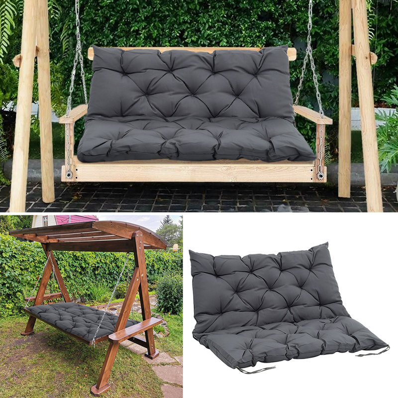 Garden Bench Cushion, Dark Grey, 50cm H x 150cm W x 50cm D