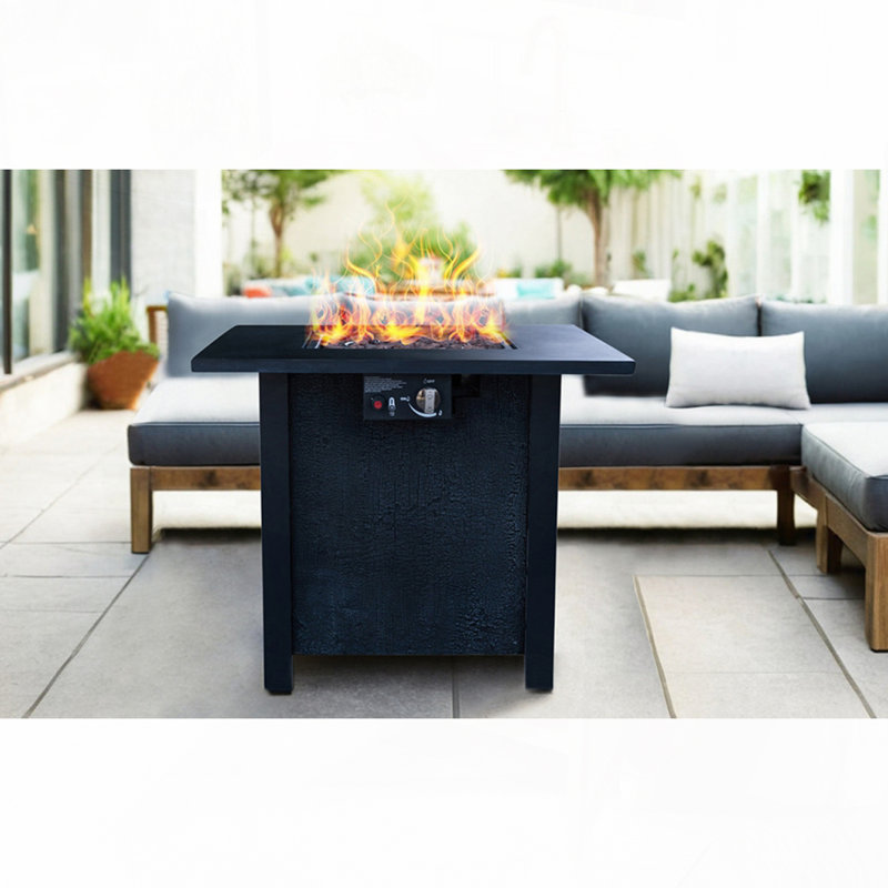 Table de foyer d'extérieur au gaz propane pour patio, Noir