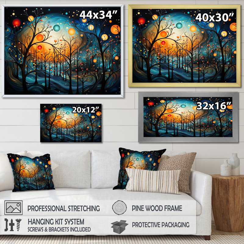 " Abstract Surreal Forest Landscape ", White Single Picture Framed, 24" H x 32" W x 1" D