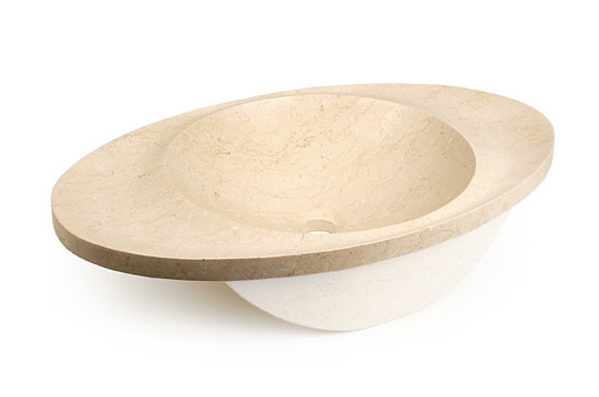 D'Vontz Martinique 16'' Stone Oval Bathroom Sink, Crema Rossa Marble