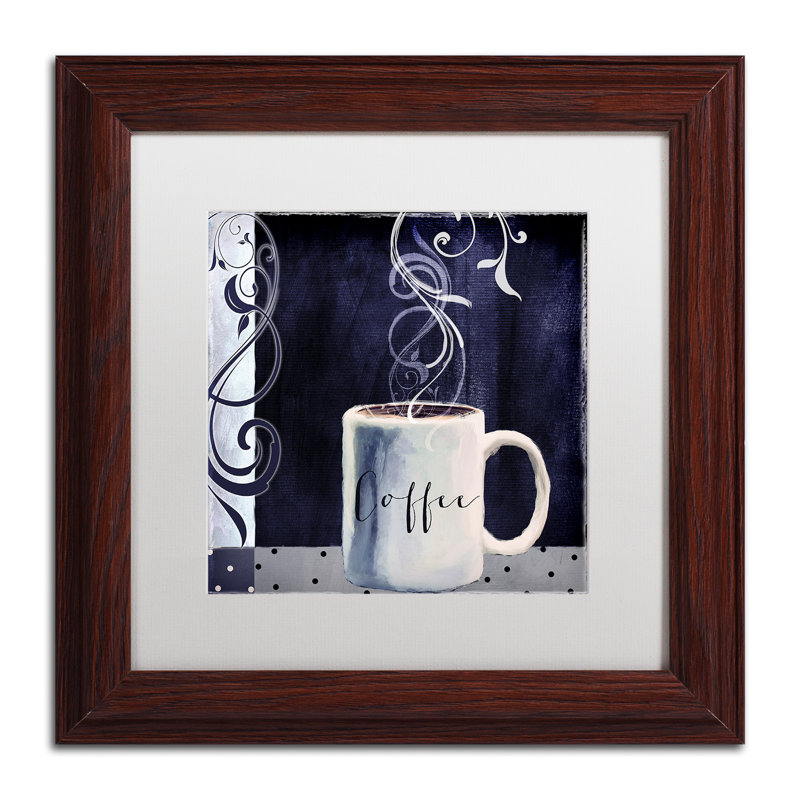«Cafe Blue I» par Jadaya, impression encadrée, H 11 po x l 14 po x P 0,5 po, Blanc
