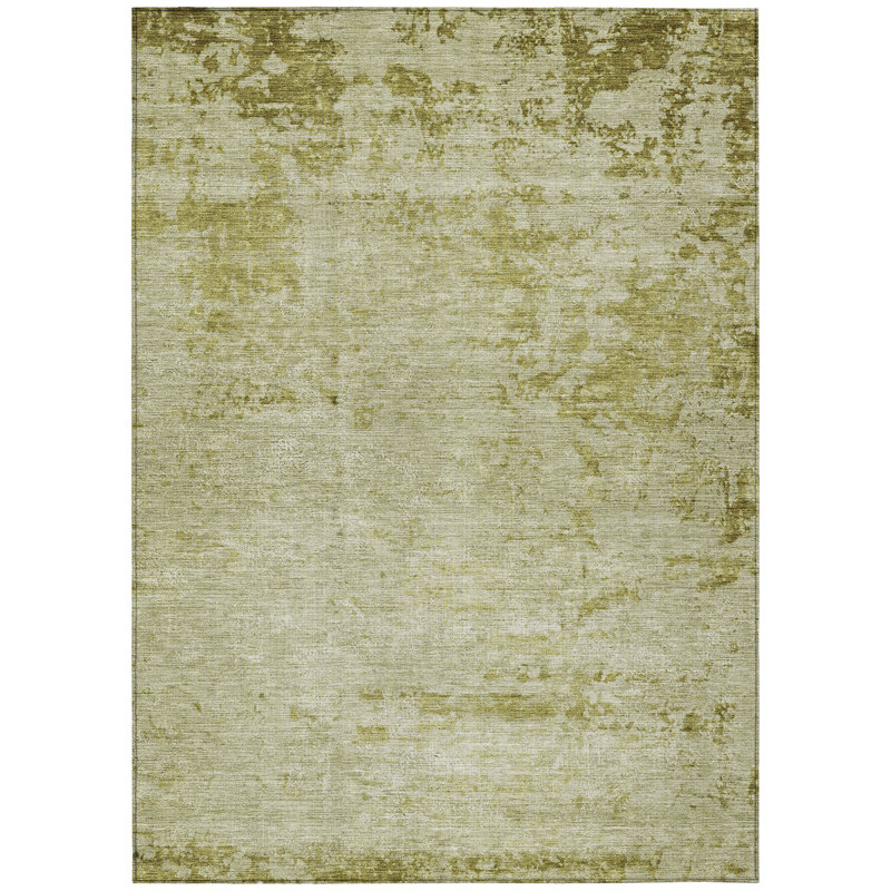 Tapis d'extérieur lavable abstrait vert artichaut 10 pi x 14 pi artichaut