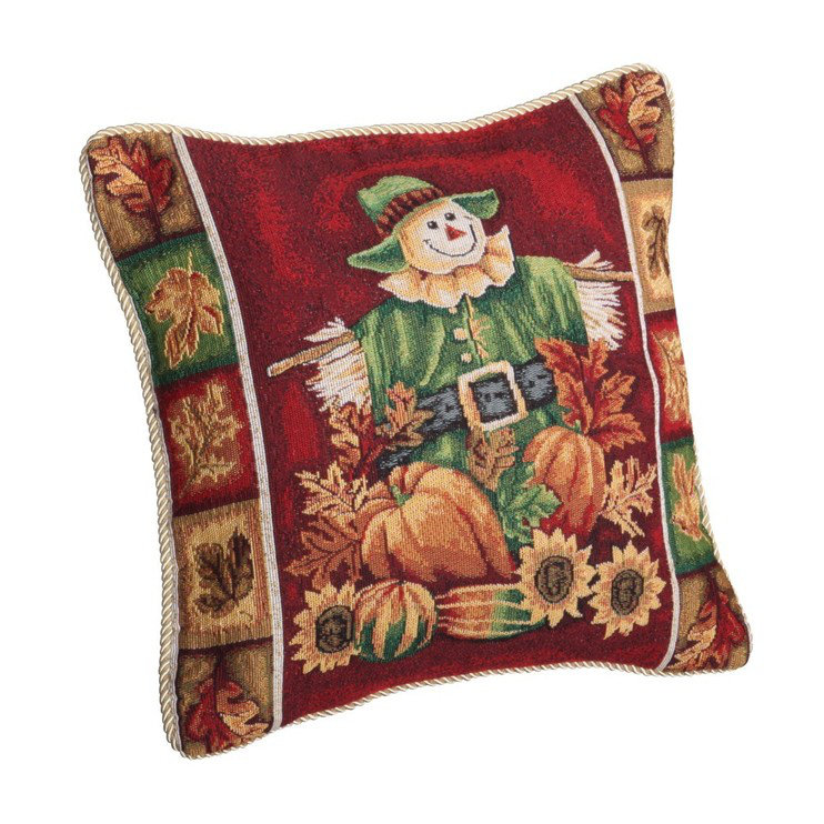 Fall Harvest Embroidered Cotton Blend Pillow Cover