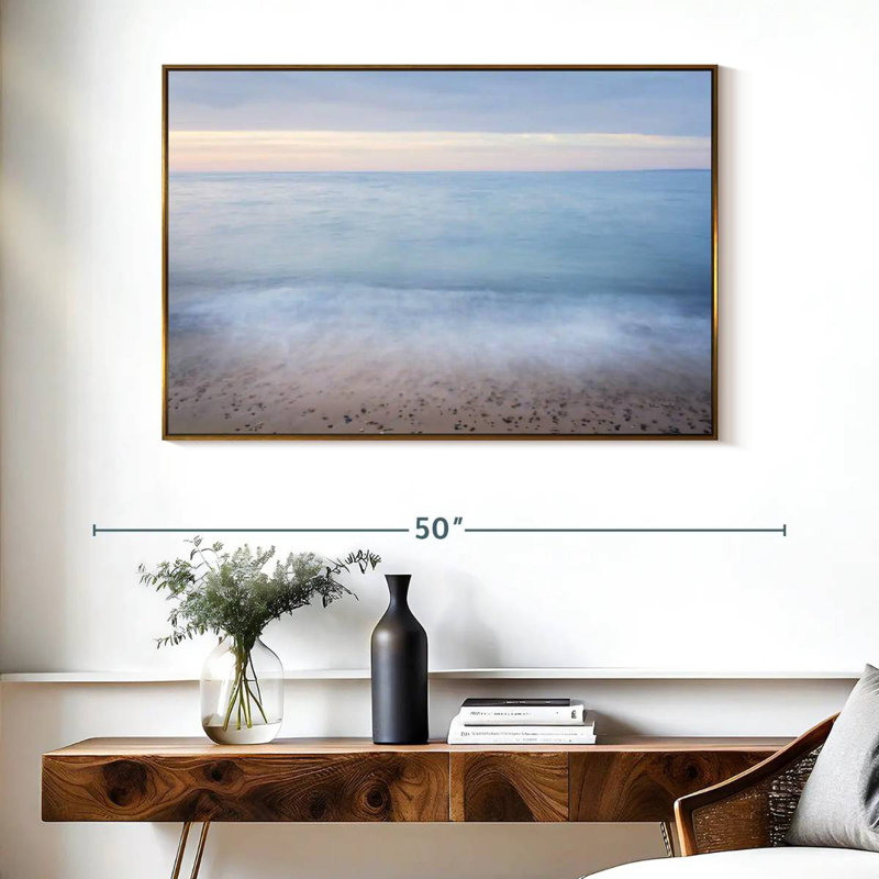 Plage du lac Supérieur II, Cadre flottant doré, 40 po x 27 po