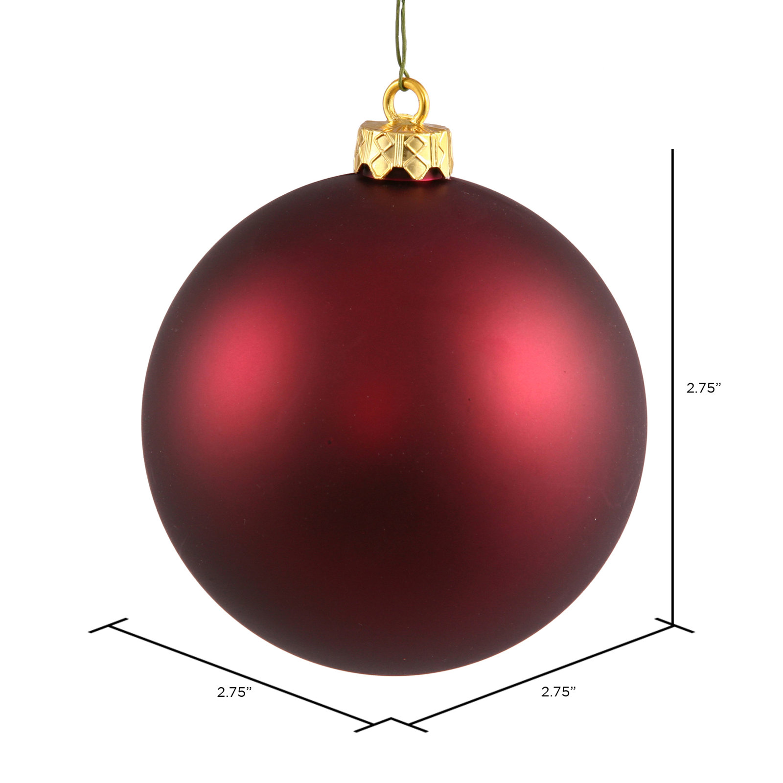 The Holiday Aisle® 3" Shatterproof Bauble, 2.75" H x 2.75" W x 2.75" D, Wine