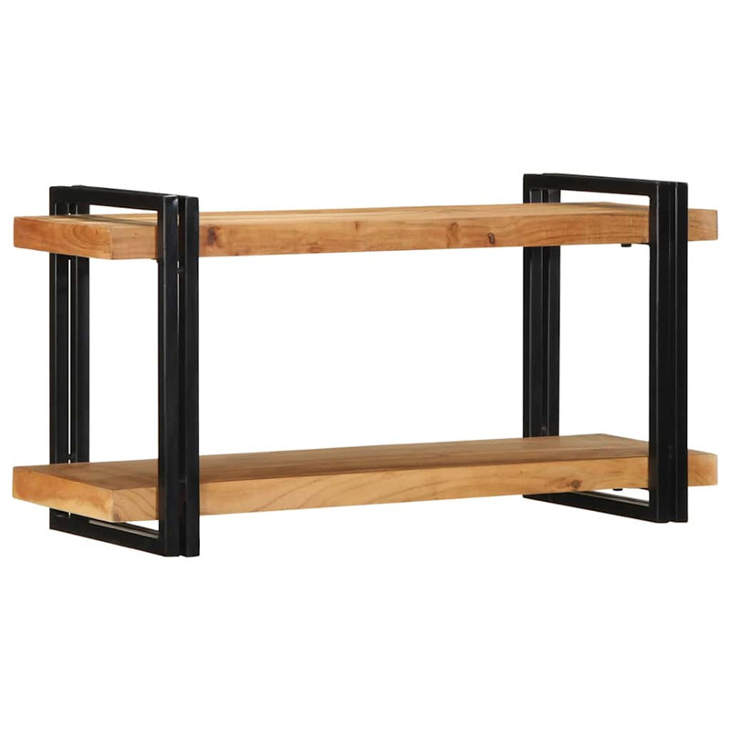 Solid Wood Media Shelves, 45cm H x 90cm W x 33cm D, Brown