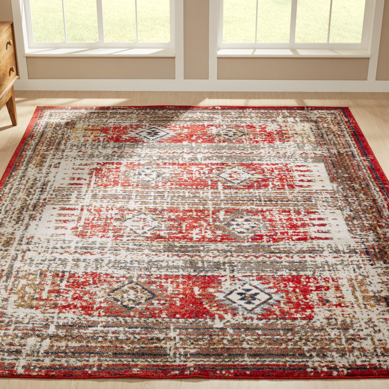 Decker Southwestern Area Rug in Red, Rectangle 5'3" x 7'6"