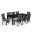 Ensemble de salle à manger 7 pièces comprenant une table de cuisine rectangulaire avec rallonge papillon et 6 chaises rembourrées en tissu de polyester, noir-2004834043-1967141352