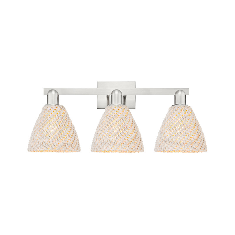 Éclairage pour meuble-lavabo avec abat-jour en fibres naturelles Ciesla, H 11,25 po x l 26 po x P 8 po, Nickel satiné