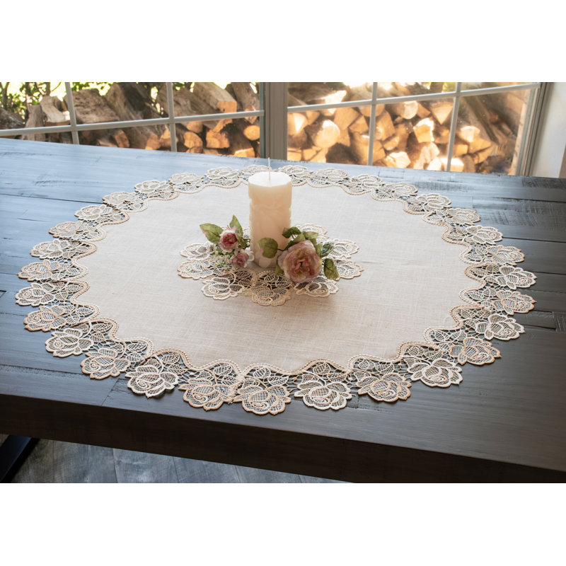 Plateau de table en dentelle beige Beige Rose Collection