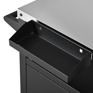 Chariot de barbecue 33,9 po avec abattant, table de barbecue en acier inoxydable avec armoire de rangement, support à épices et porte-papier, îlot de cuisine sur roulettes
