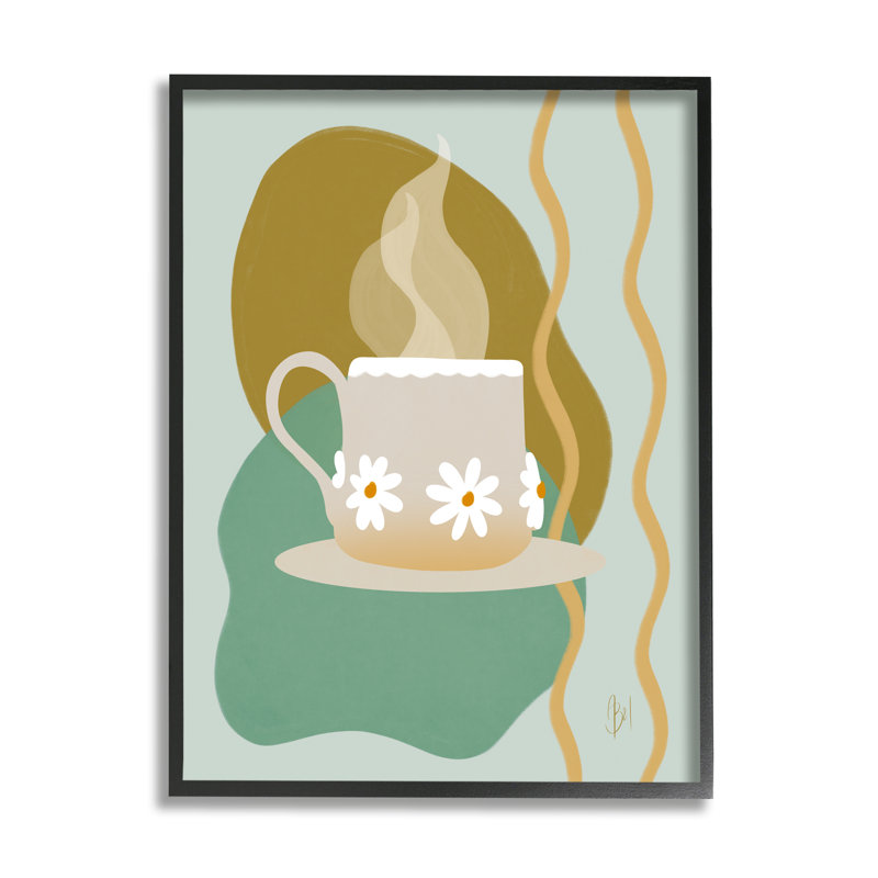«Contemporary Coffee Cup Shapes On Wood» par Birch & Ink, impression, Giclée encadrée noir minuit, H 11 po x l 14 po
