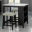 Dining Room Transitional 3pc Dining Set Gloss Table Top w Storage Shelves Side 2x Stools Black Ivory White