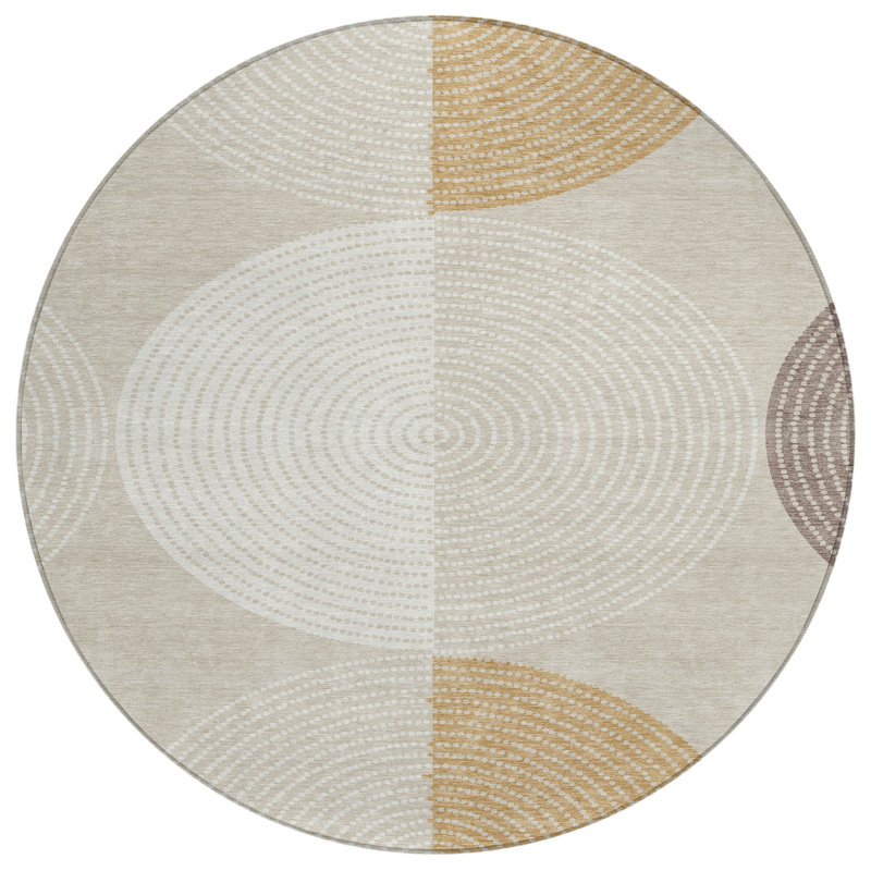 Machine Washable Indoor/Outdoor Howle ACN2281 Geometric Rug, Round 8'