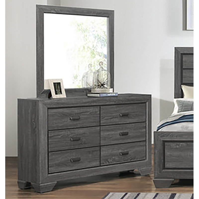 Commode 6 tiroirs avec miroir Patite, Gris