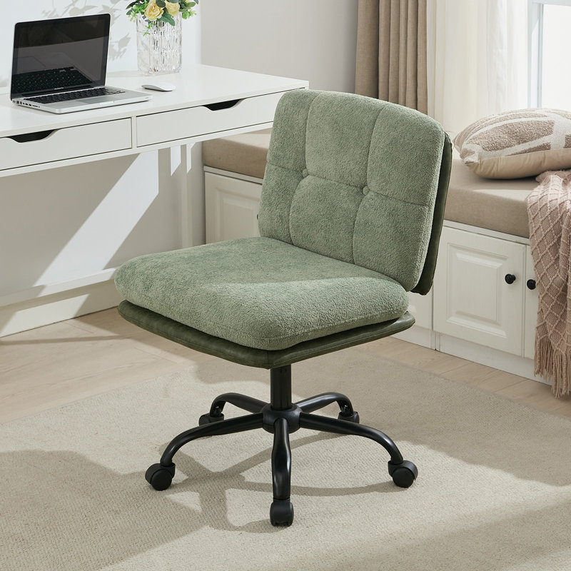 Chaise de bureau rembourrée en velours avec structure en métal, Vert
